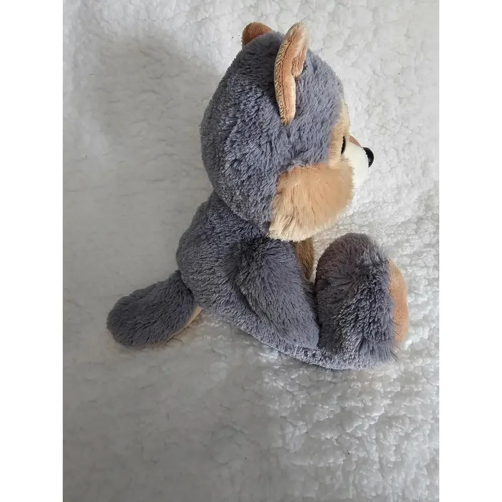 New Aurora Taddle Toes Plush Eclipse Wolf Big Feet Sitting Husky Gray/Brown 9" - Picture 6 of 11